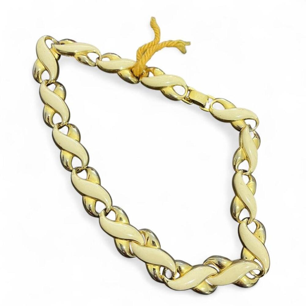 Gold and white chain necklace